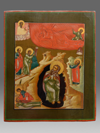 Icon Prophet Elijah and his fieryascent to heaven