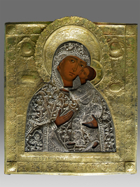 Icon Mother of God with a gilded oklad