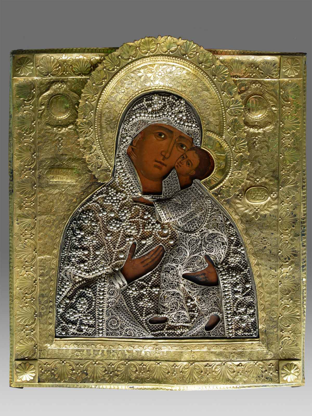 Ikone Gottesmutter Vladimirskaja mit vergoldetem Oklad
